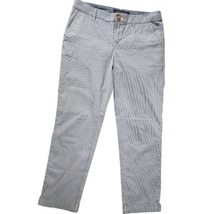 Tommy Hilfiger Blue And White Hairline Striped Cuffed Capri Sloan Pant Size 4